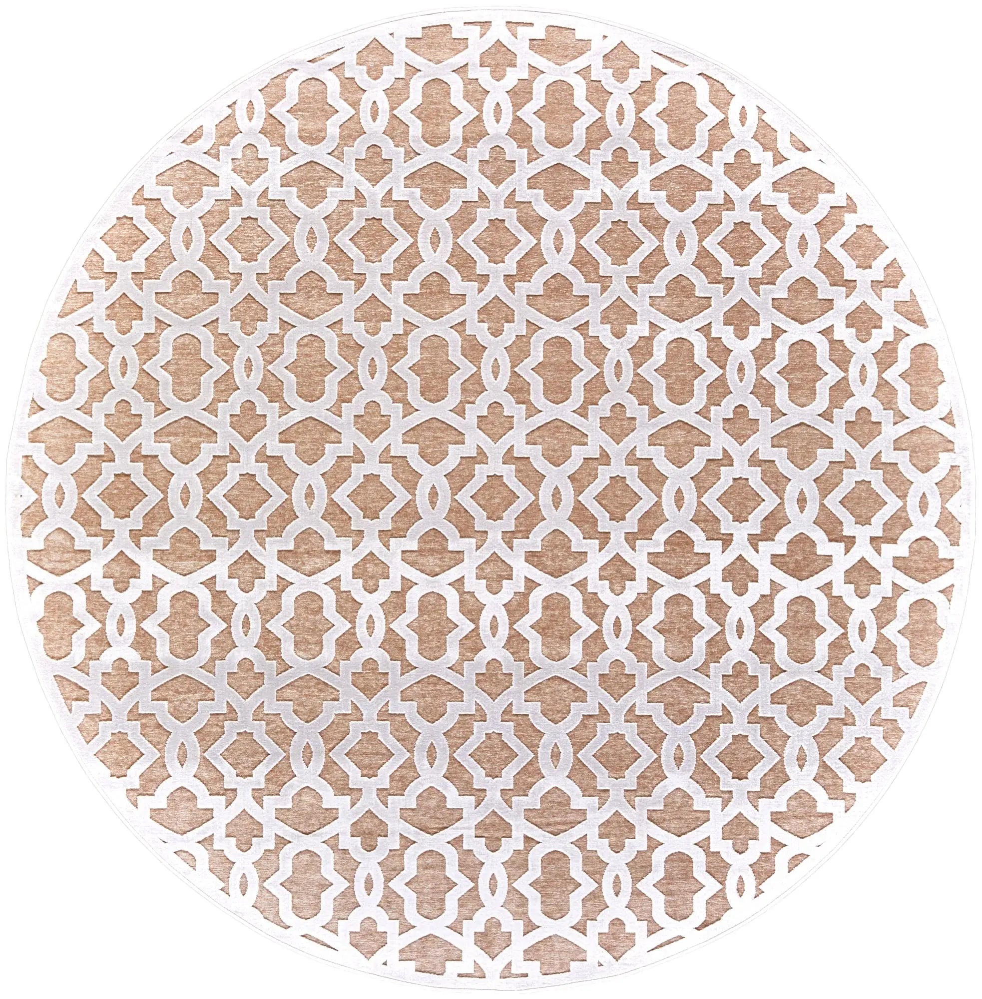 7' Pink And White Geometric Round Rug Homeroots Home Decor
