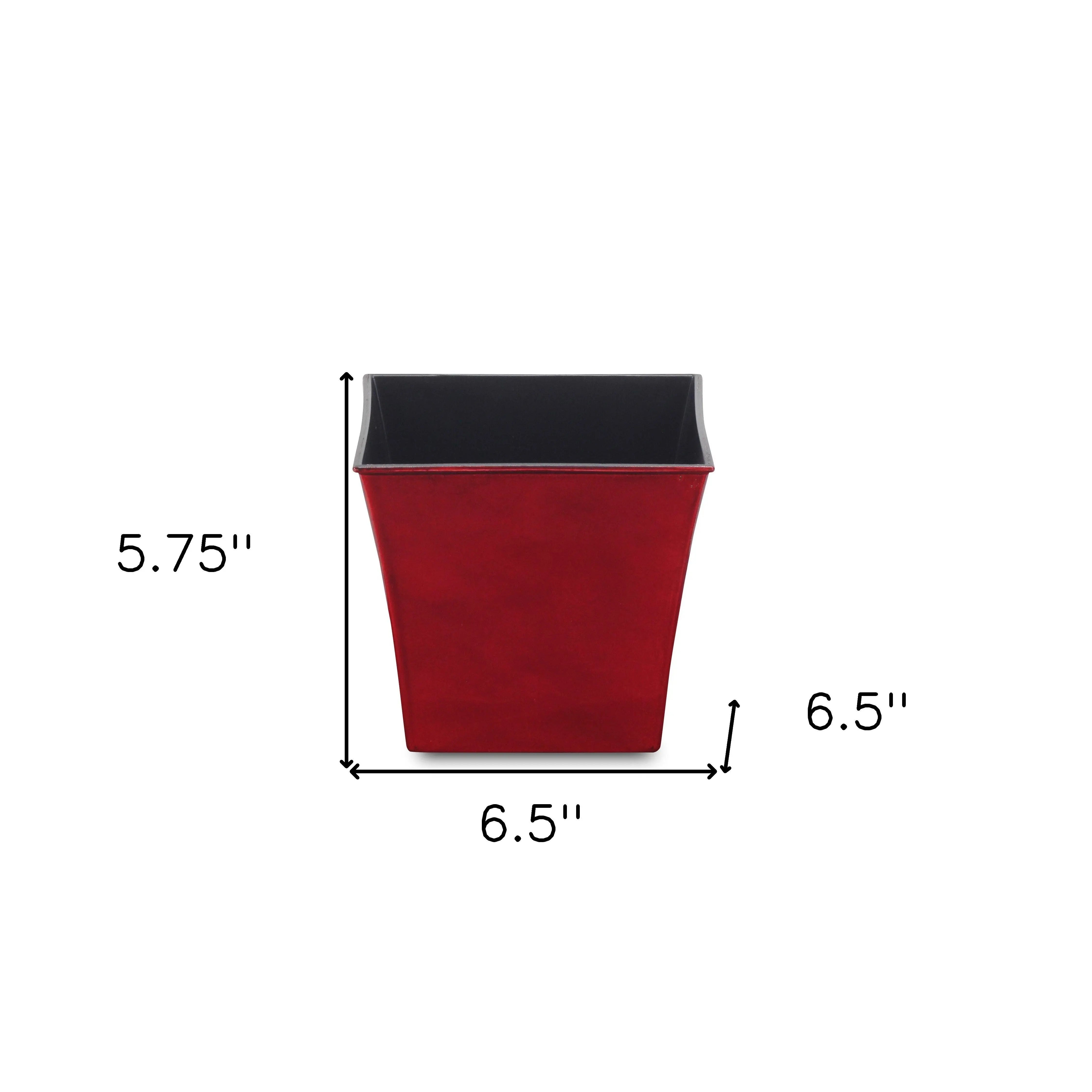7" Red Recycled Plastic Indoor Outdoor Square Pot Planter Homeroots Outdoor
