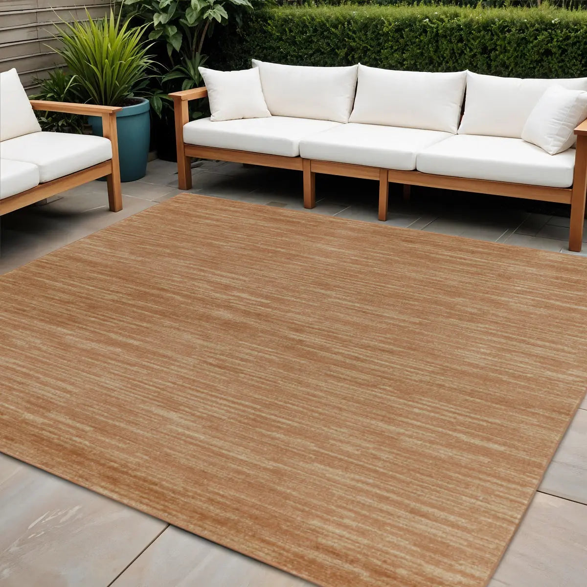 7' Rust Square Abstract Indoor Outdoor Area Rug Homeroots Outdoor