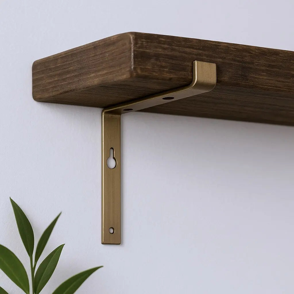 7" Set Of Two Gold Metal Wall Mounted Shelf Brackets Homeroots Organization