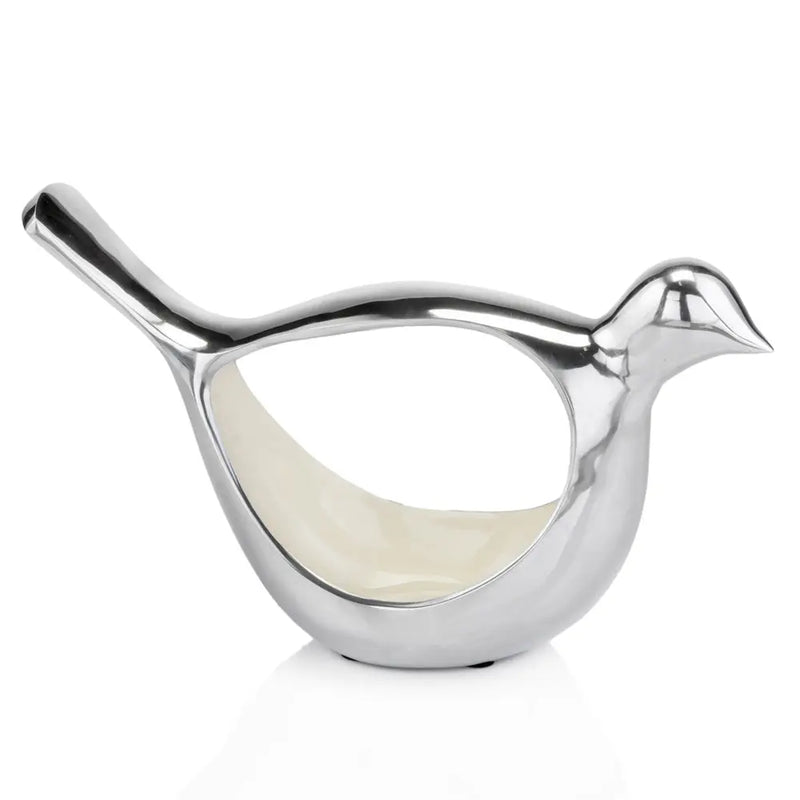 7" Silver Buffed Aluminum Bird Shaped Sculptural Bowl Homeroots Kitchen & Dining