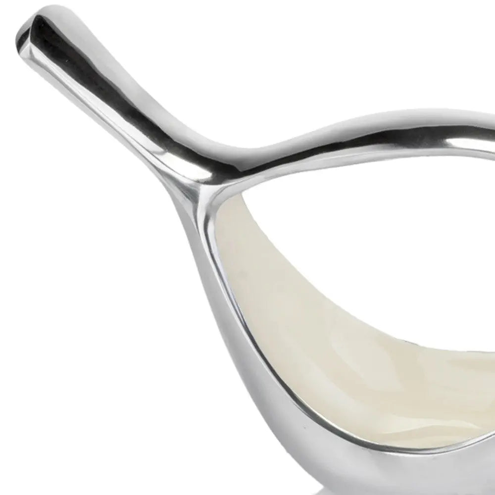 7" Silver Buffed Aluminum Bird Shaped Sculptural Bowl Homeroots Kitchen & Dining
