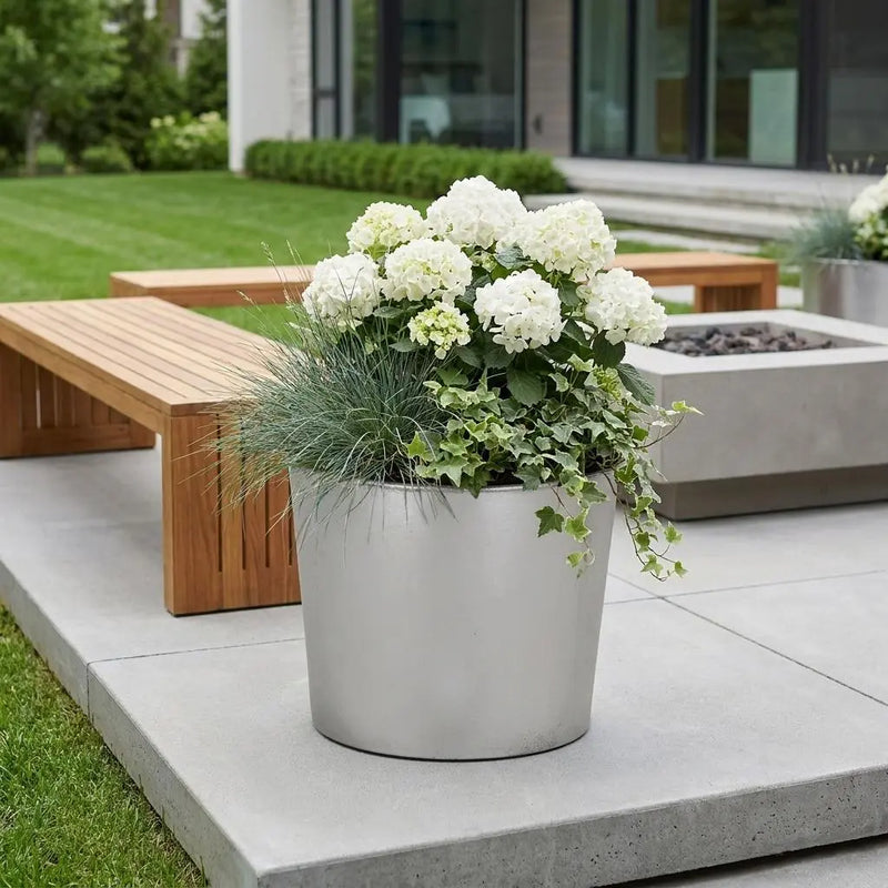 7" Silver Recycled Plastic Indoor Outdoor Round Pot Planter Homeroots Outdoor