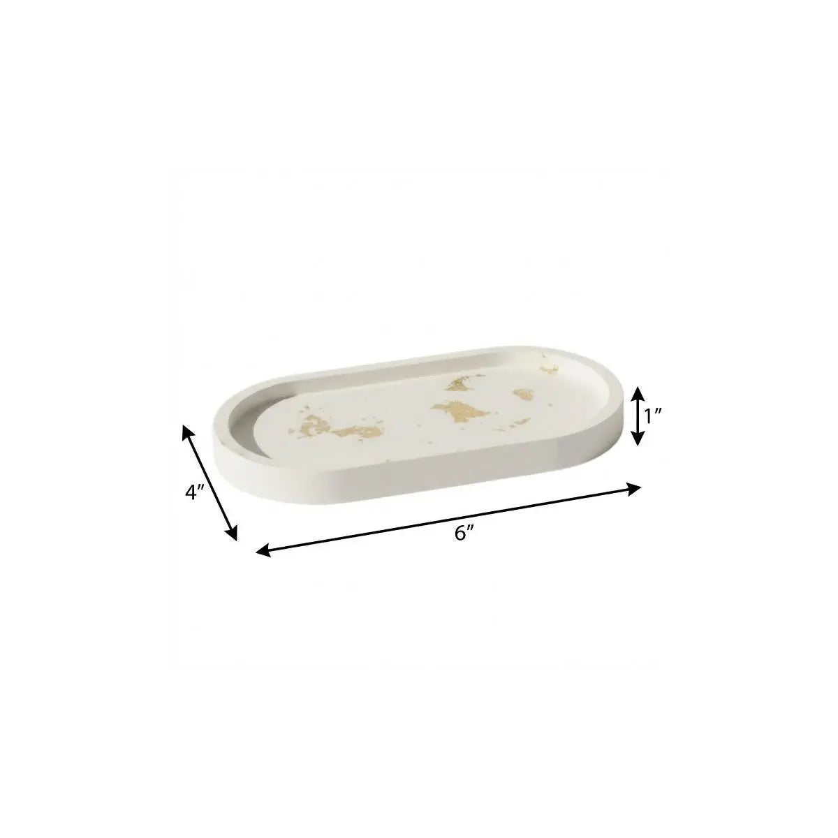 7" White And Gold Resin Handmade Oval Trinket Tray Homeroots Kitchen & Dining