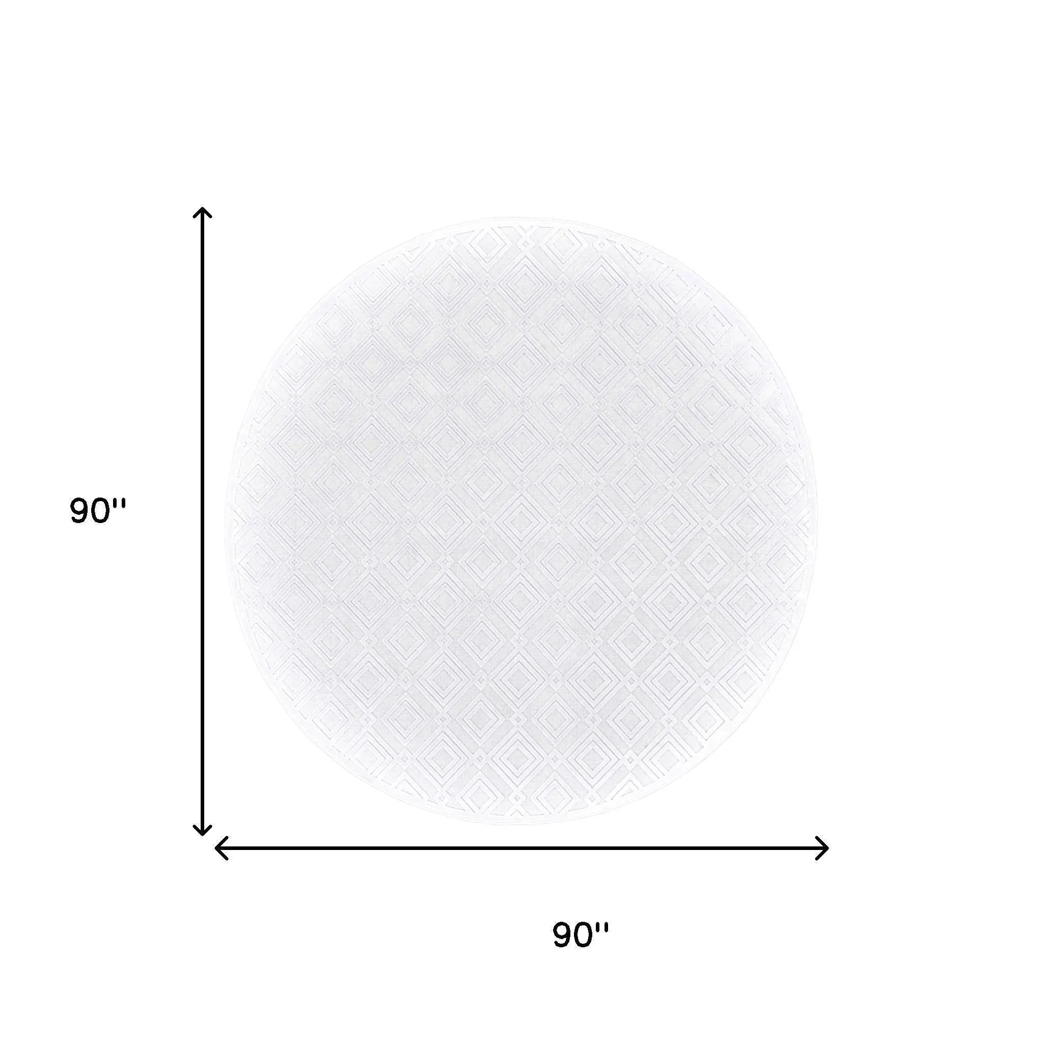 7' White And Gray Geometric Round Rug Homeroots Home Decor