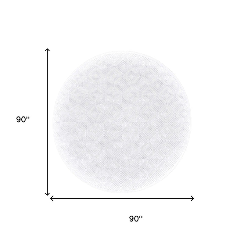 7' White And Gray Geometric Round Rug Homeroots Home Decor
