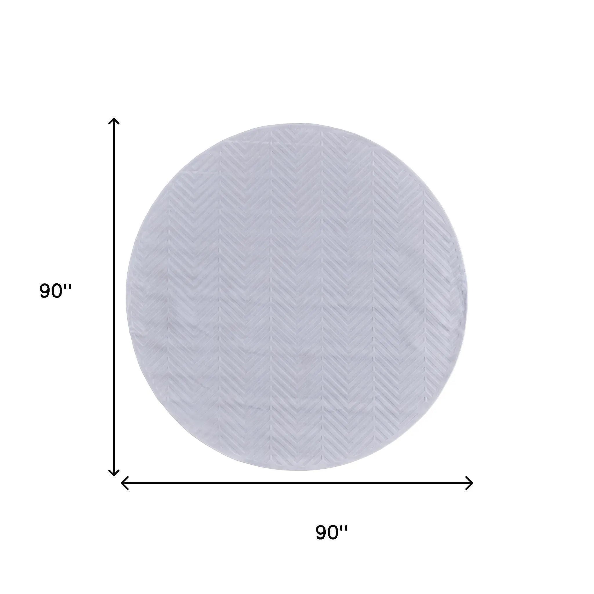7' White And Gray Geometric Round Rug Homeroots Home Decor
