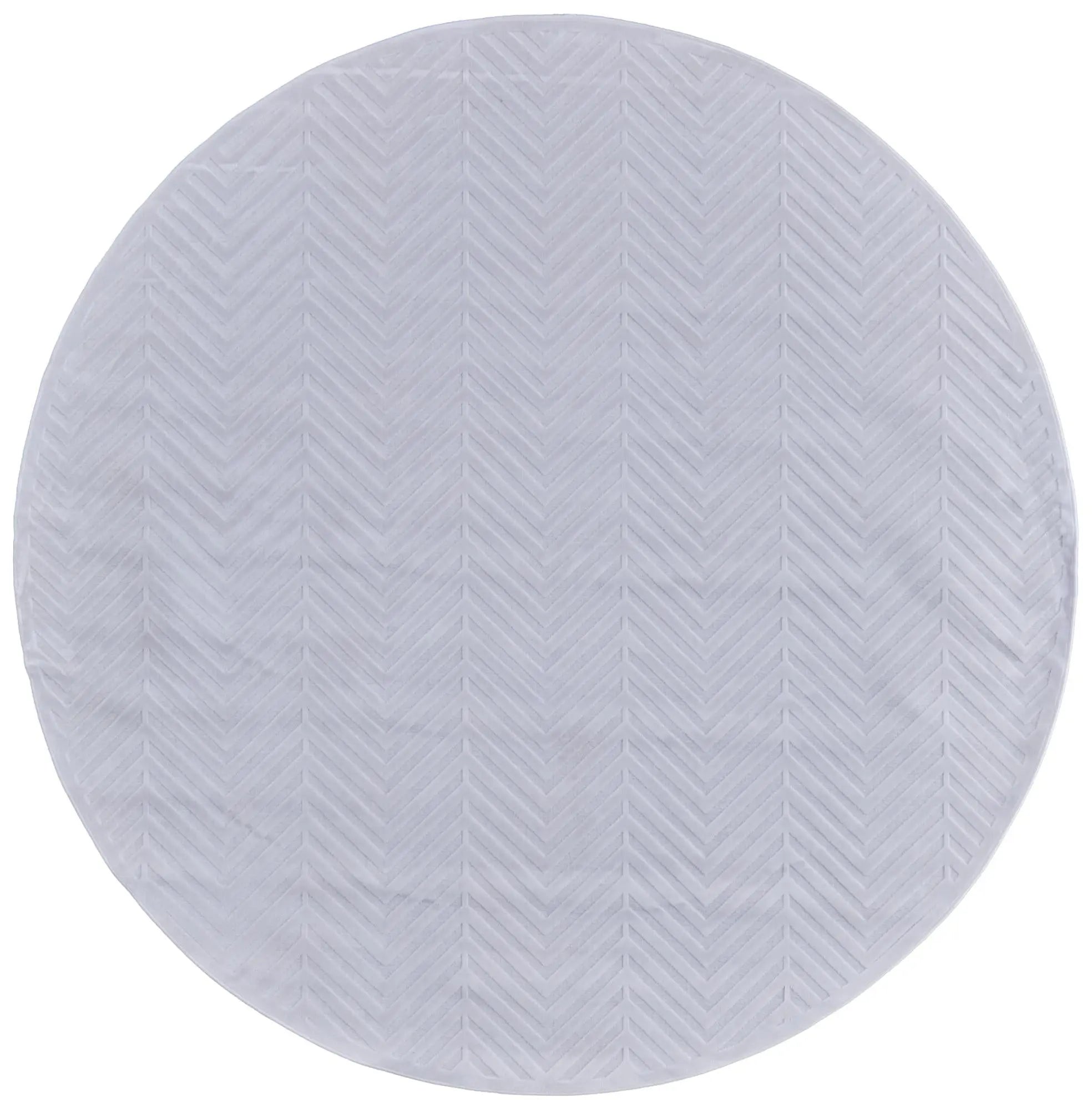 7' White And Gray Geometric Round Rug Homeroots Home Decor