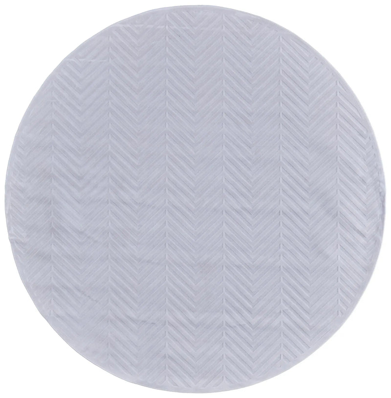 7' White And Gray Geometric Round Rug Homeroots Home Decor