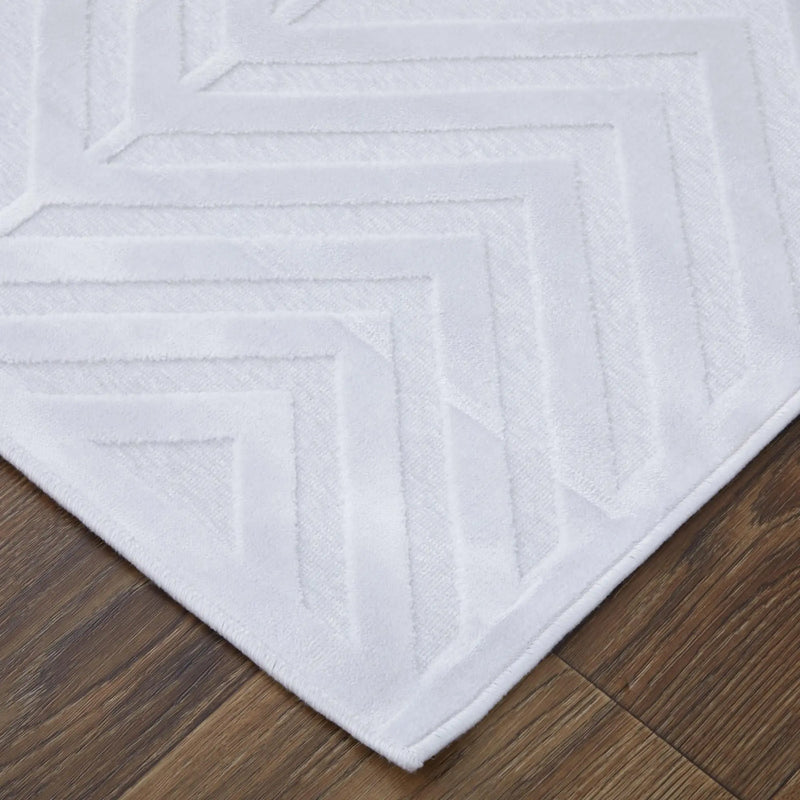 7' White And Gray Geometric Round Rug Homeroots Home Decor