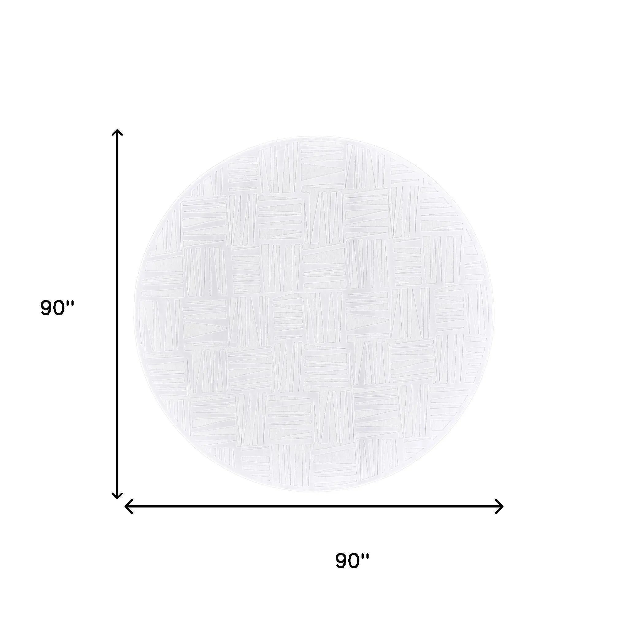 7' White And Gray Geometric Round Rug Homeroots Home Decor