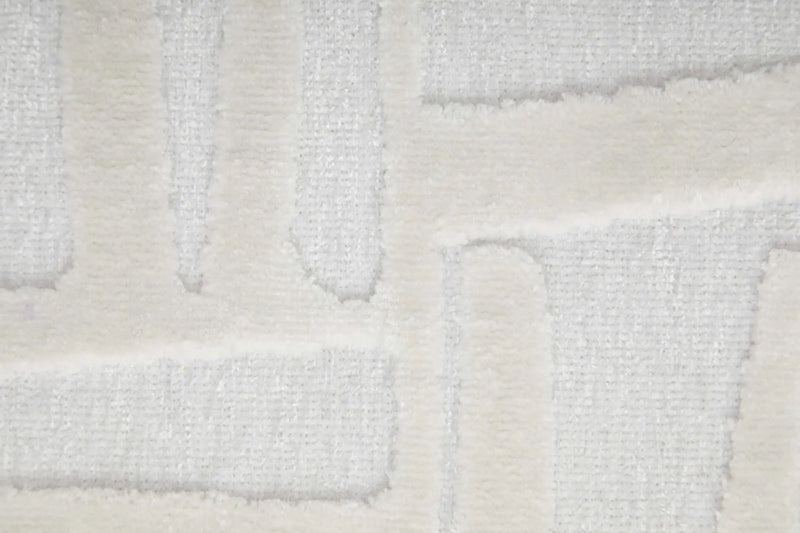7' White And Gray Geometric Round Rug Homeroots Home Decor