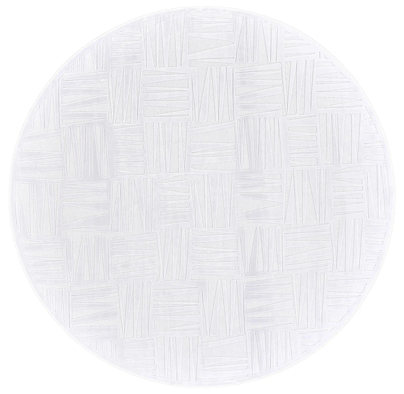 7' White And Gray Geometric Round Rug Homeroots Home Decor