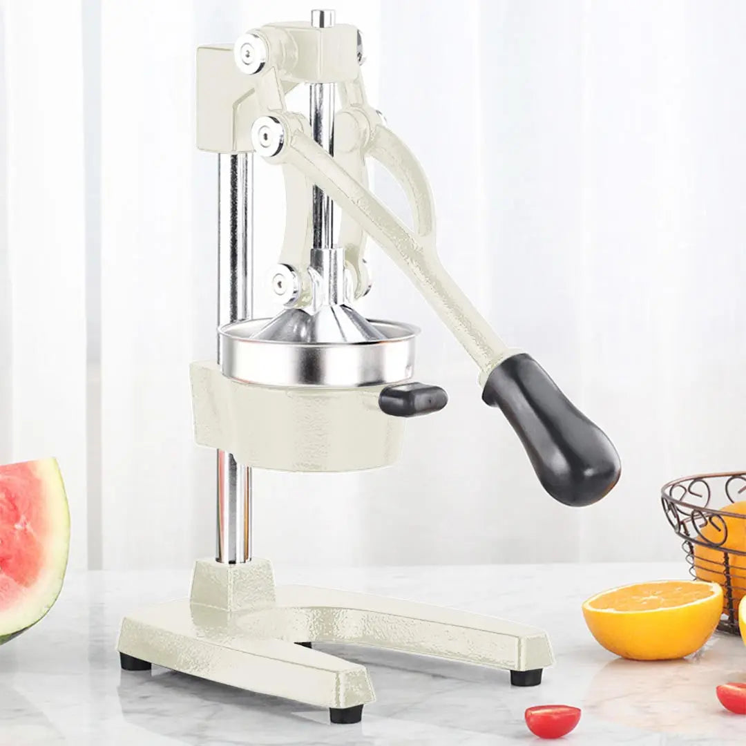 7" White Black And Silver Stainless Steel Manual Juicer Homeroots Kitchen & Dining