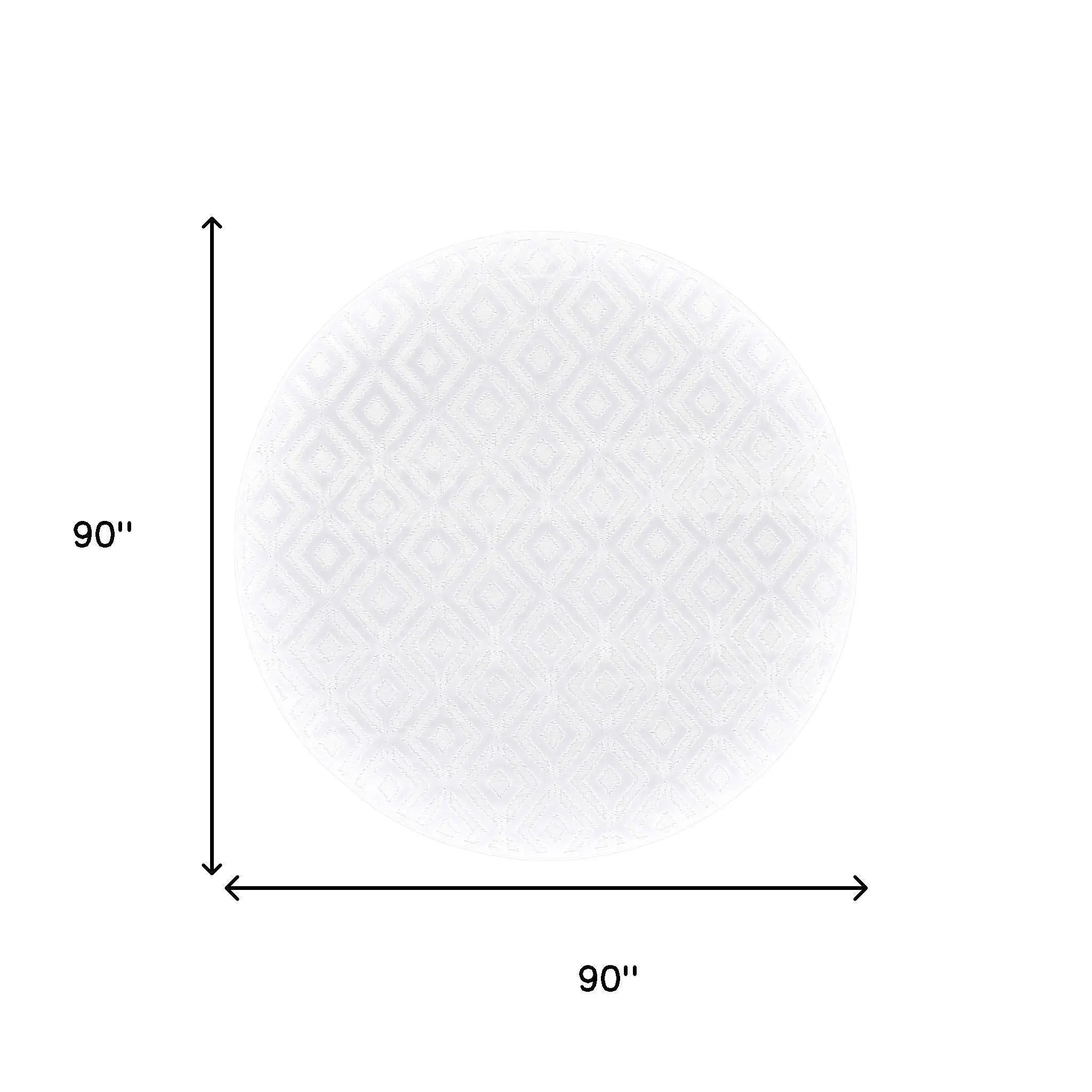7' White Diamond Round Rug Homeroots Home Decor