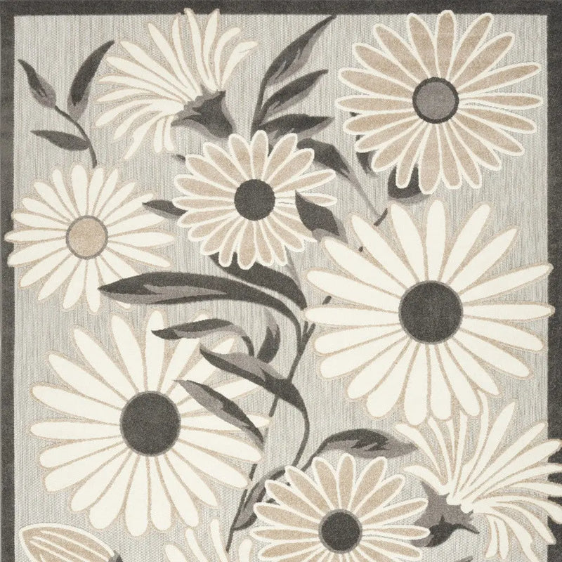 7' X 10' Beige Floral Non Skid Indoor Outdoor Area Rug Homeroots Outdoor