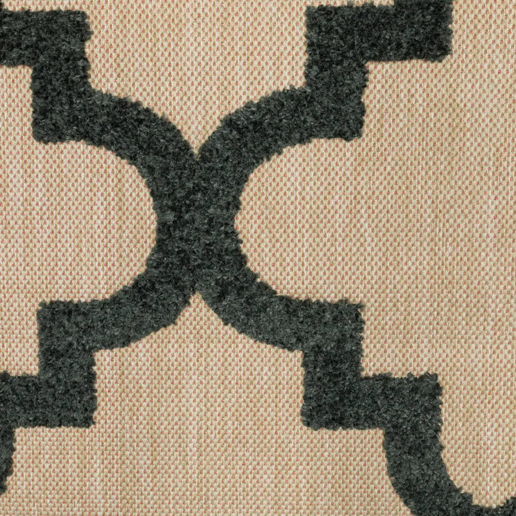 7' X 10' Beige and Black Geometric Stain Resistant Indoor Outdoor Area Rug Homeroots Outdoor