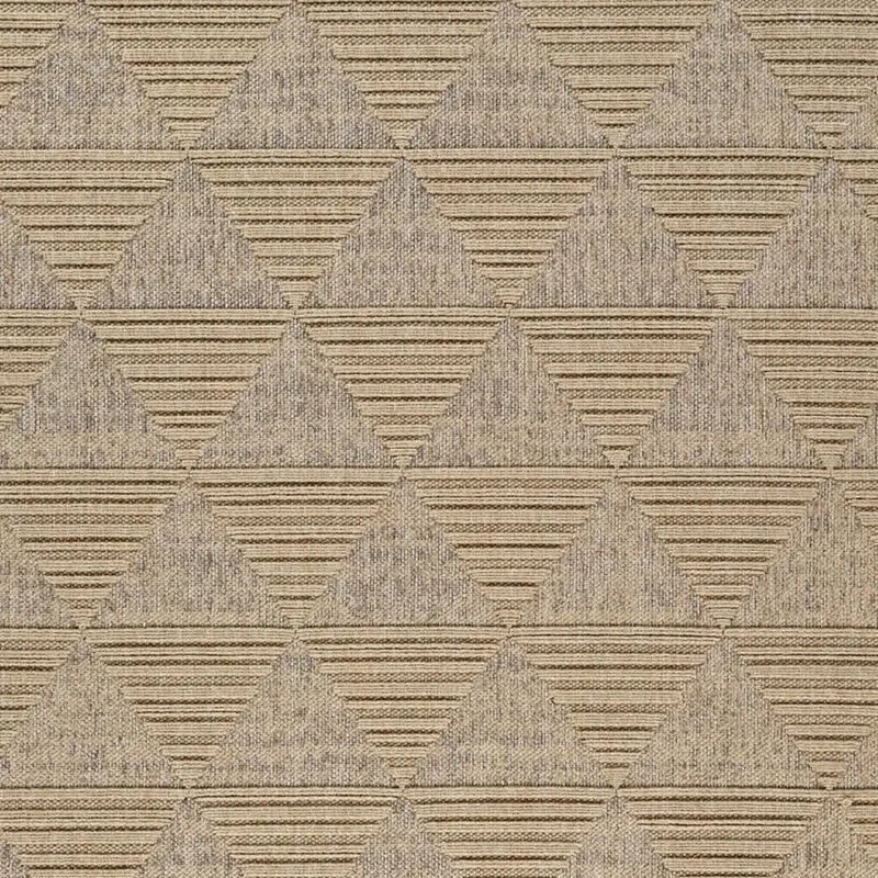 7' X 10' Beige and Brown Geometric Distressed Indoor Outdoor Area Rug - GreatEagleInc