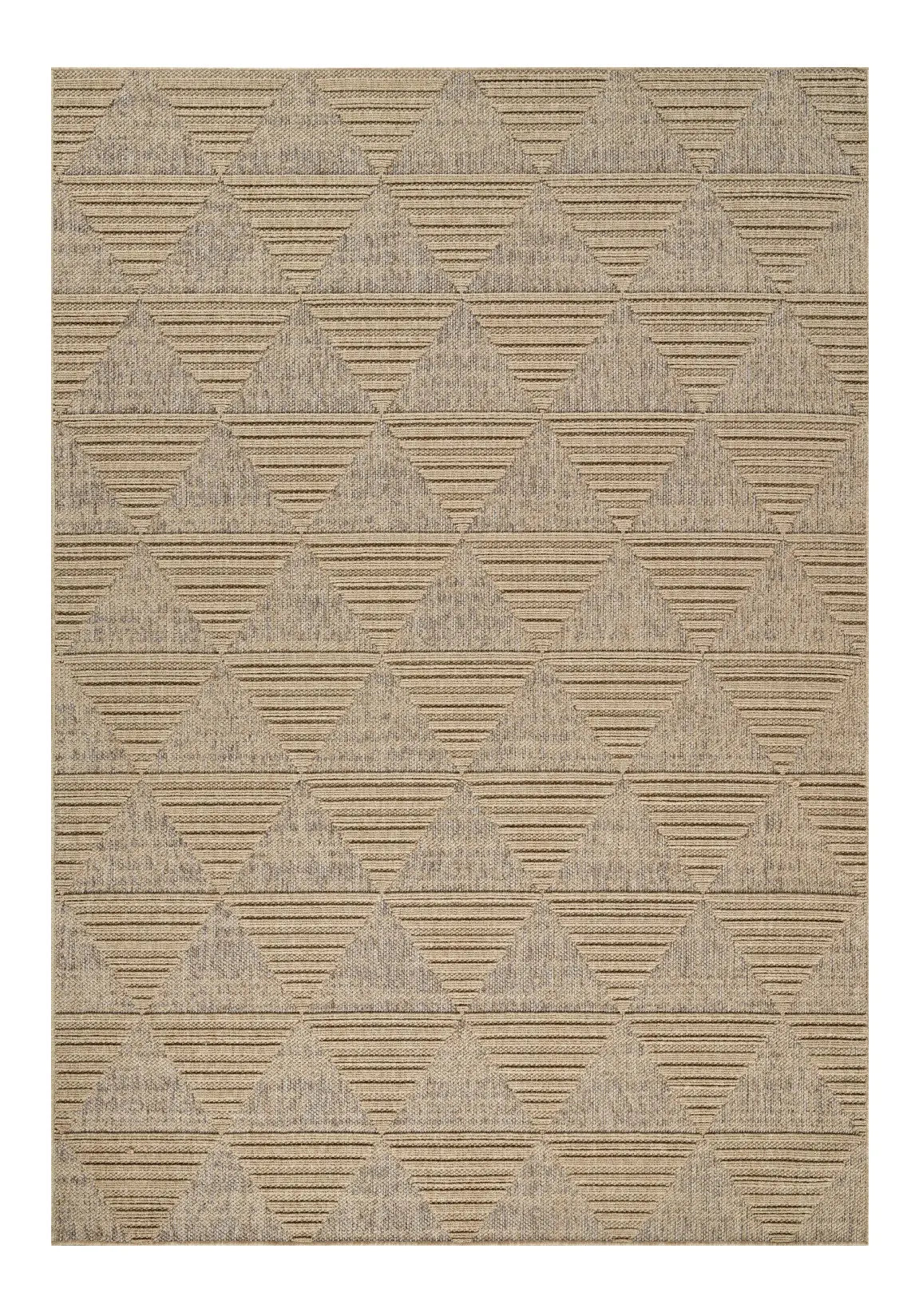 7' X 10' Beige and Brown Geometric Distressed Indoor Outdoor Area Rug - GreatEagleInc