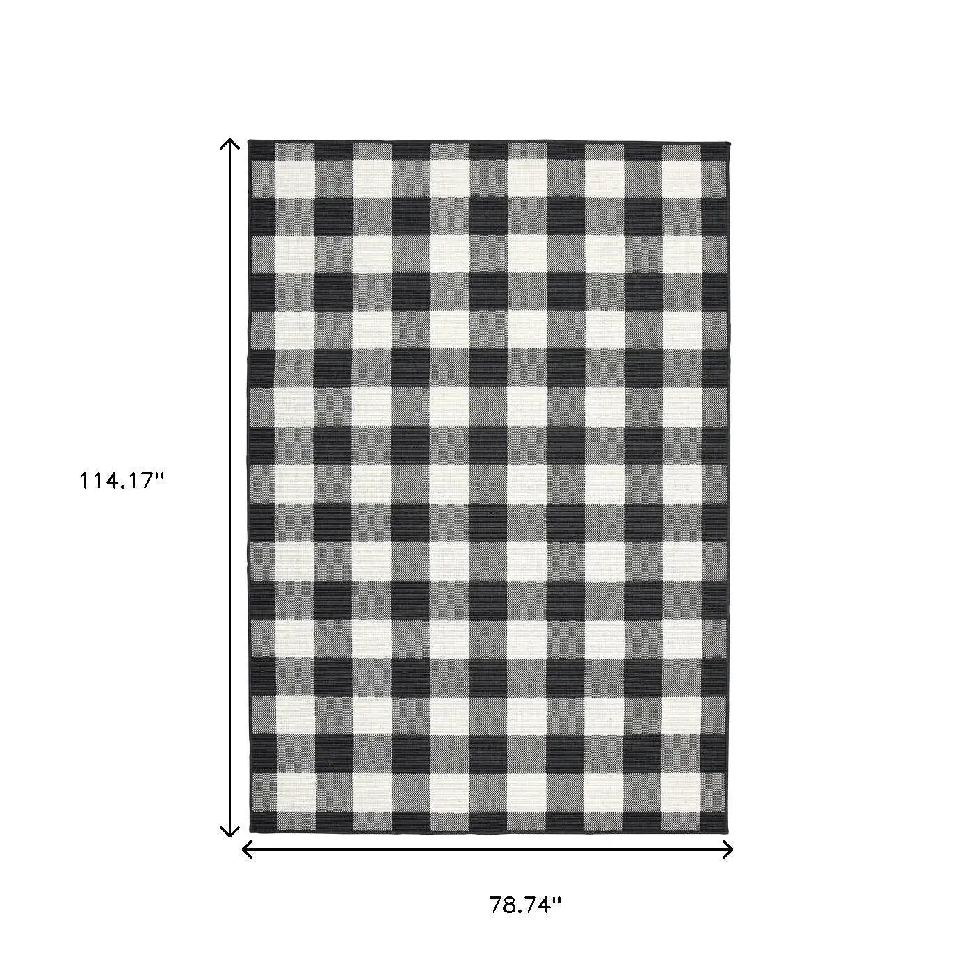 7' X 10' Black And Ivory Indoor Outdoor Area Rug Homeroots Outdoor