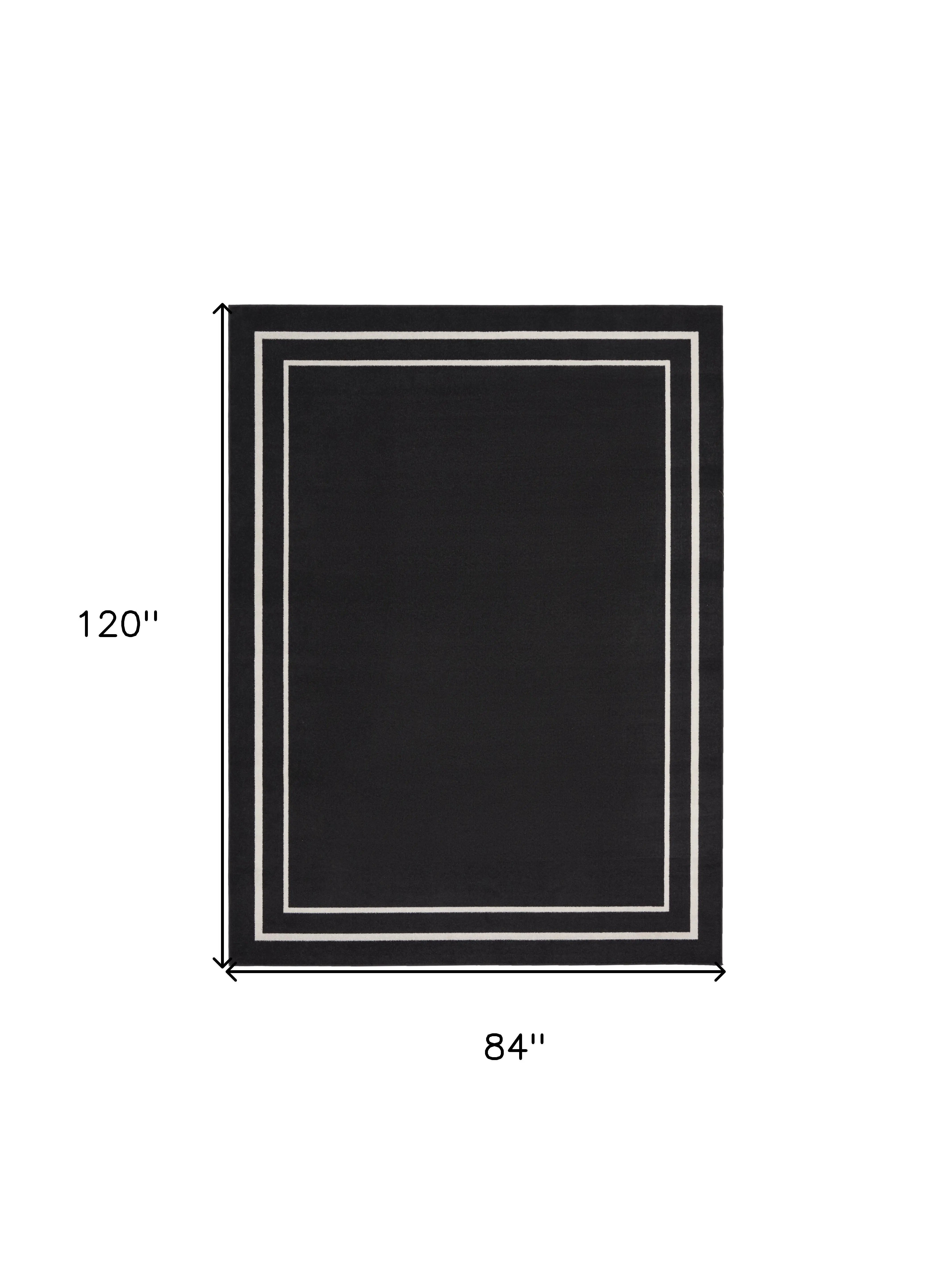 7' X 10' Black And Ivory Indoor Outdoor Area Rug Homeroots Outdoor