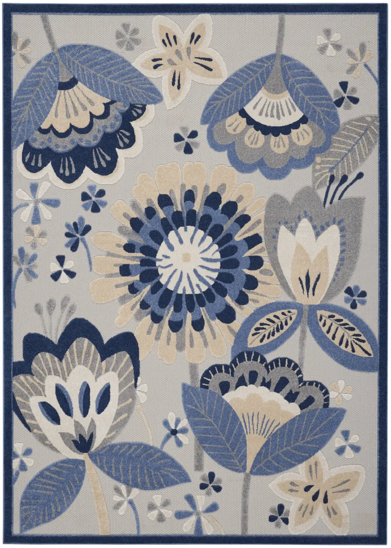 7' X 10' Blue And Gray Indoor Outdoor Area Rug Homeroots Outdoor