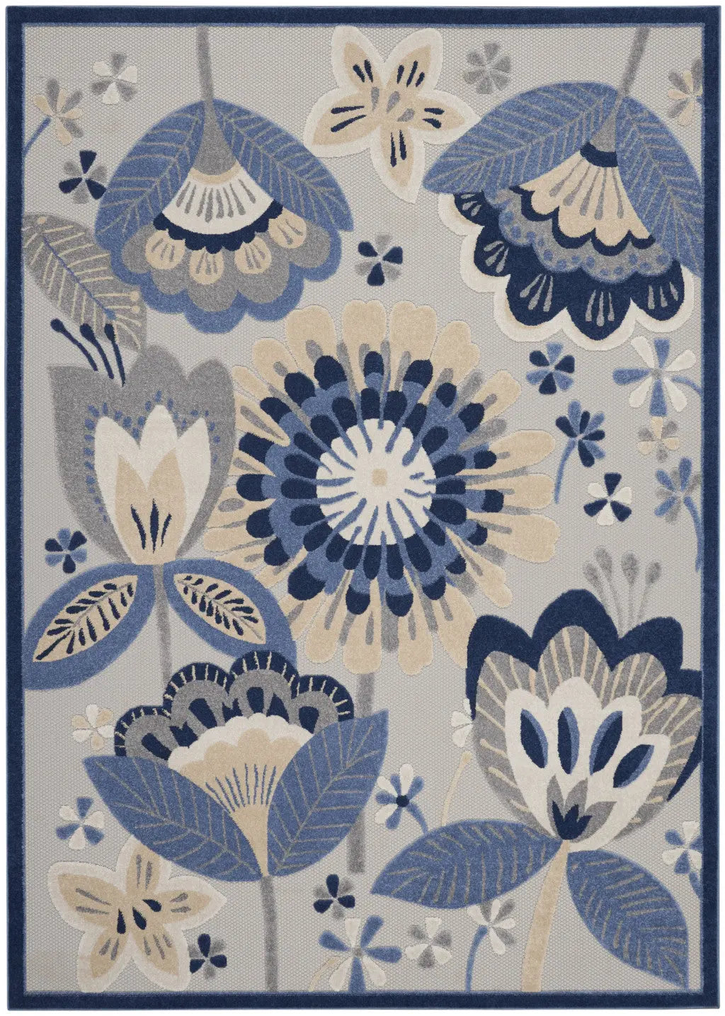 7' X 10' Blue And Gray Indoor Outdoor Area Rug Homeroots Outdoor