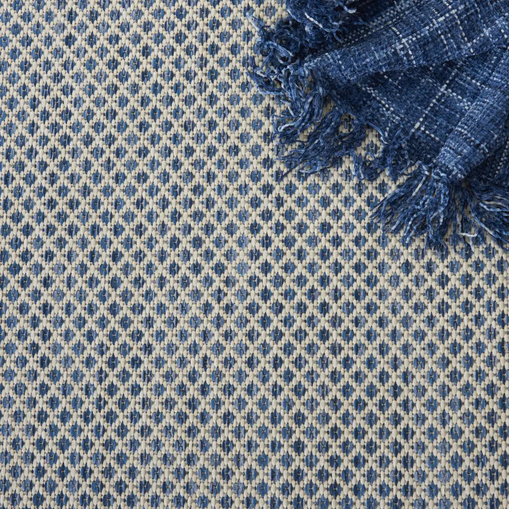 7' X 10' Blue And Ivory Indoor Outdoor Area Rug Homeroots Outdoor