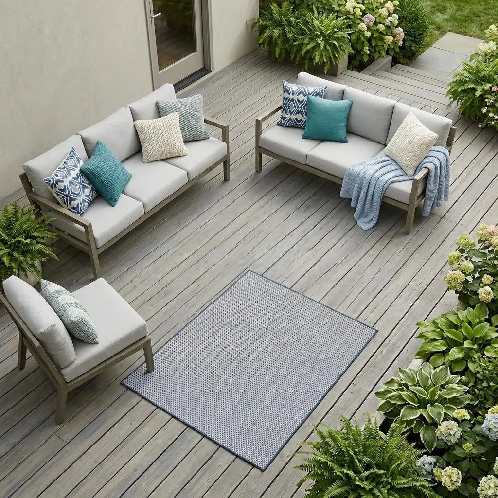 7' X 10' Blue And Ivory Indoor Outdoor Area Rug Homeroots Outdoor