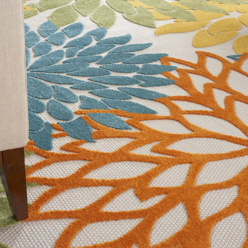 7' X 10' Blue And Yellow Indoor Outdoor Area Rug - GreatEagleInc