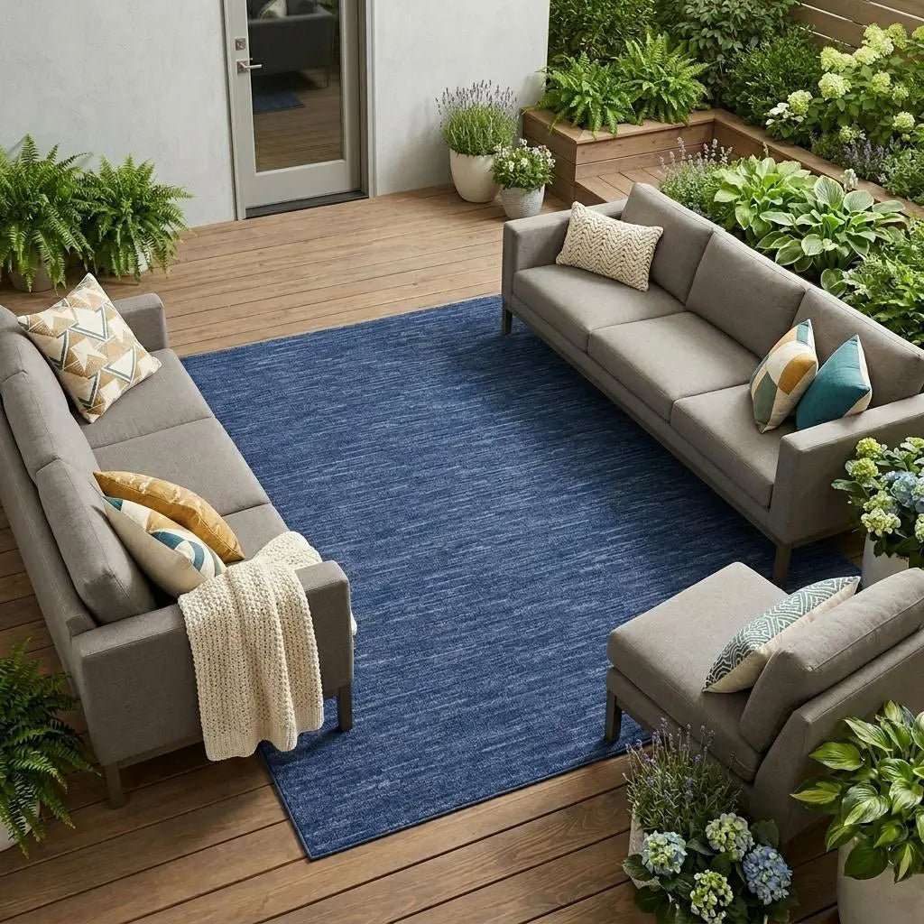 7' X 10' Blue Indoor Outdoor Area Rug Homeroots Outdoor