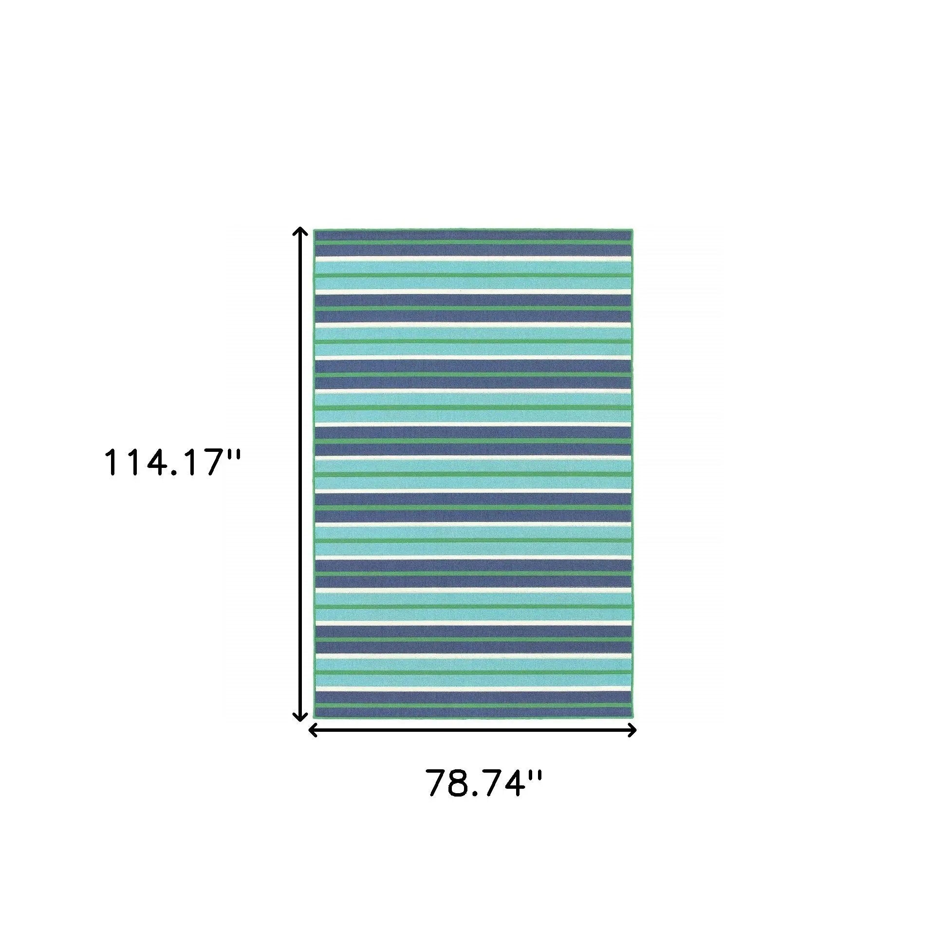 7' X 10' Blue and Green Geometric Stain Resistant Indoor Outdoor Area Rug Homeroots Outdoor