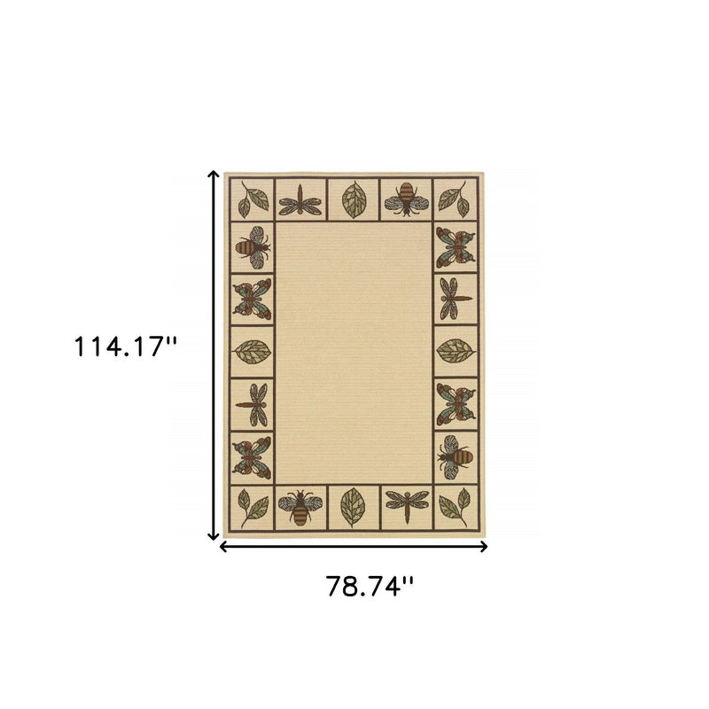 7' X 10' Brown and Ivory Abstract Stain Resistant Indoor Outdoor Area Rug Homeroots Outdoor