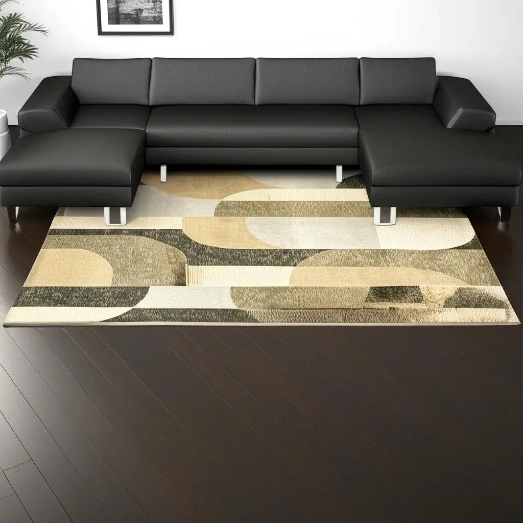 7' X 10' Brown and Ivory Geometric Power Loom Area Rug Homeroots Home Decor