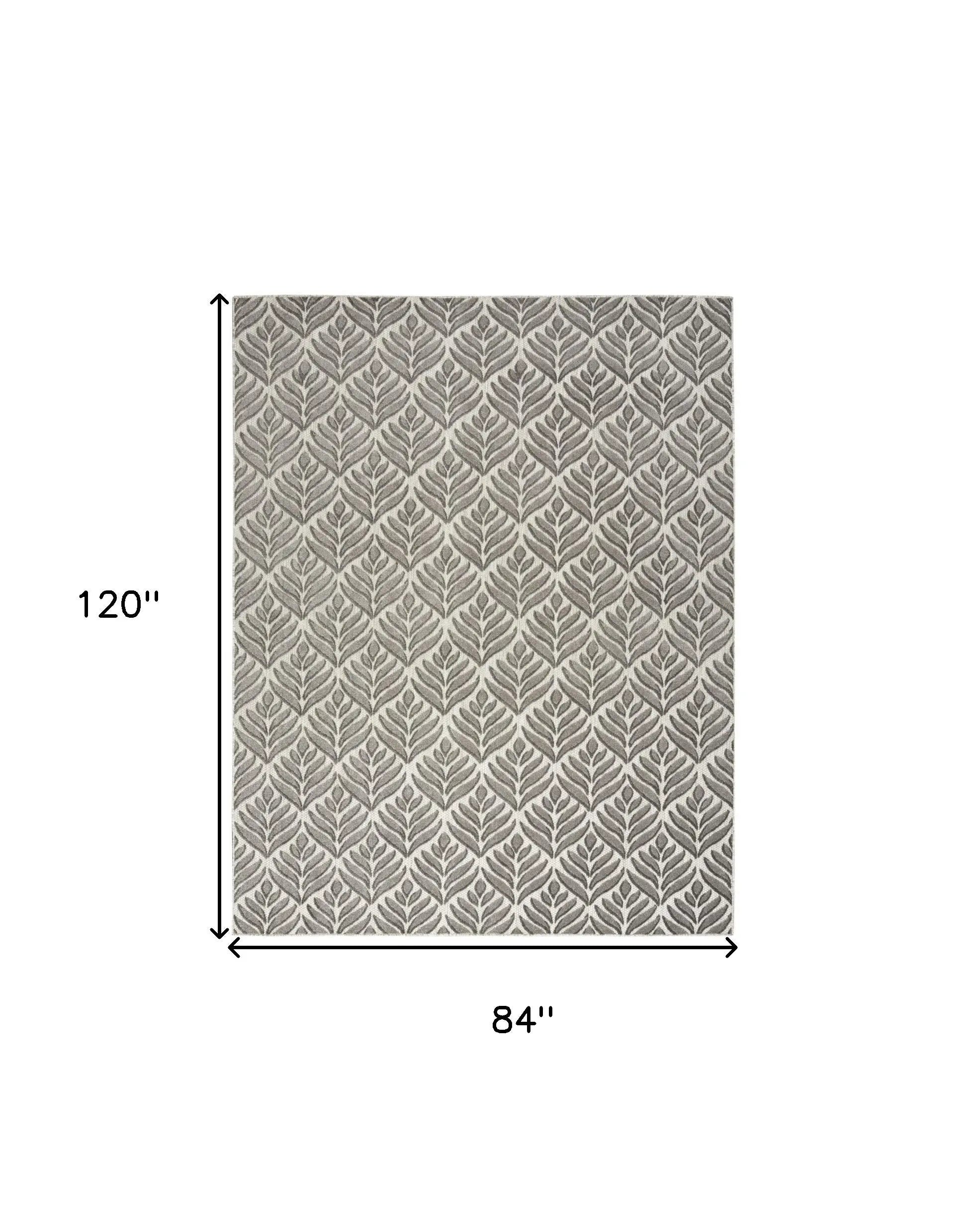 7' X 10' Charcoal Floral Stain Resistant Non Skid Area Rug Homeroots Outdoor