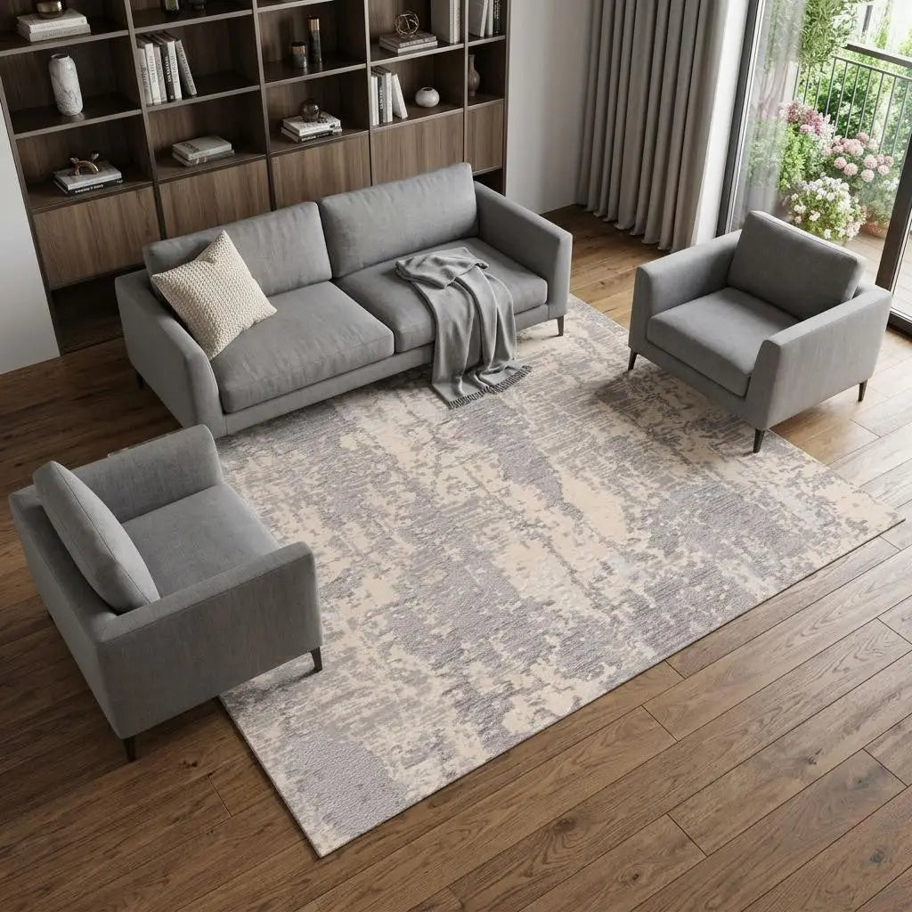 7' X 10' Gray And Beige Abstract Area Rug Homeroots Home Decor