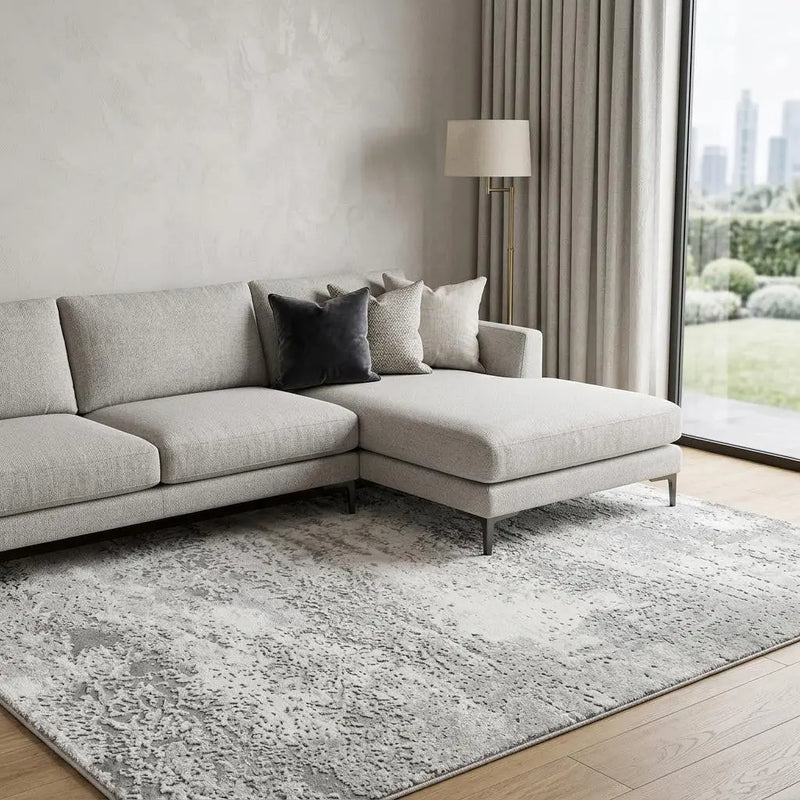 7' X 10' Gray And Beige Abstract Area Rug Homeroots Home Decor