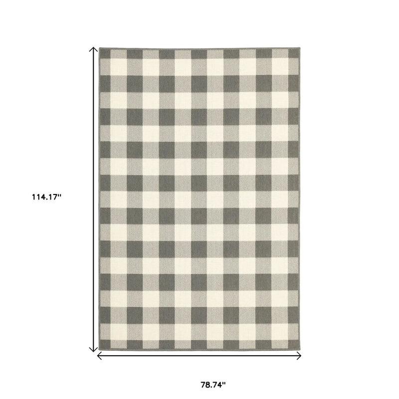 7' X 10' Gray And Ivory Indoor Outdoor Area Rug Homeroots Outdoor