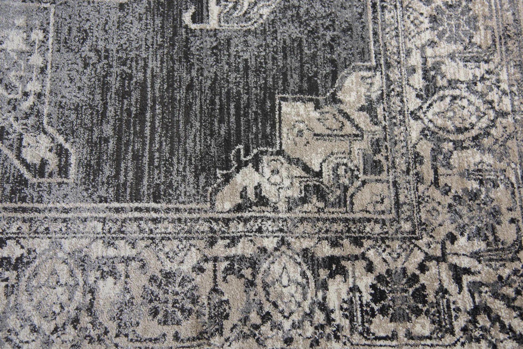 7' X 10' Gray Black Taupe Natural And Ivory Medallion Area Rug Homeroots Home Decor