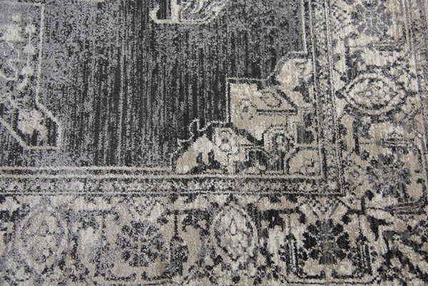 7' X 10' Gray Black Taupe Natural And Ivory Medallion Area Rug Homeroots Home Decor
