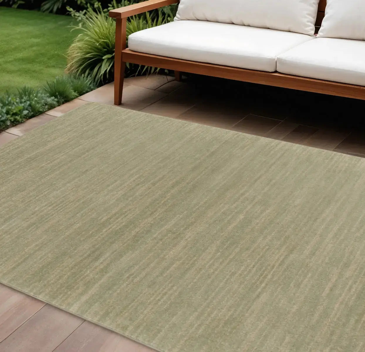 7' X 10' Green And Gold Abstract Indoor Outdoor Area Rug Homeroots Outdoor