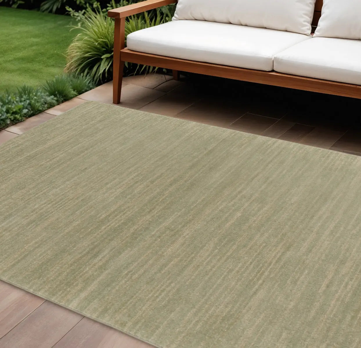 7' X 10' Green And Gold Abstract Indoor Outdoor Area Rug Homeroots Outdoor