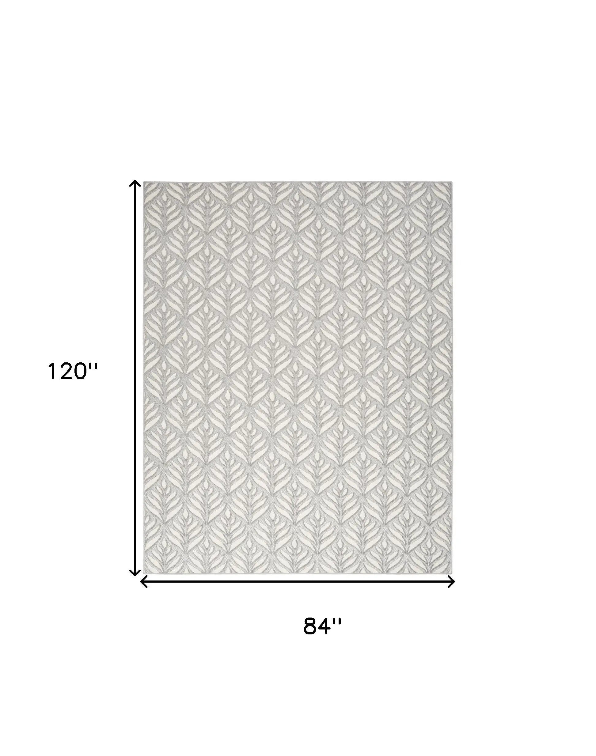 7' X 10' Grey Floral Stain Resistant Non Skid Area Rug Homeroots Outdoor