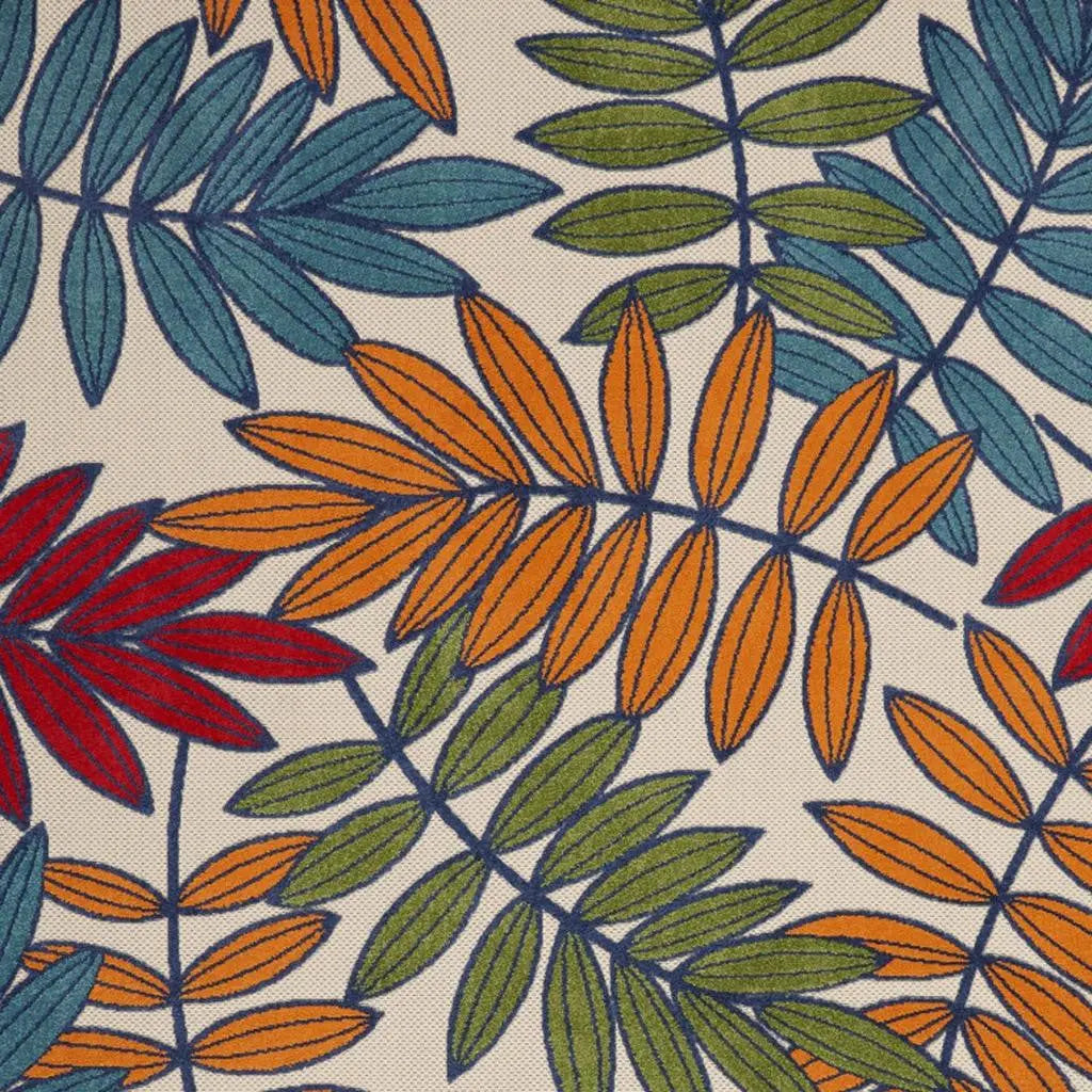 7' X 10' Ivory And Blue Floral Indoor Outdoor Area Rug - GreatEagleInc