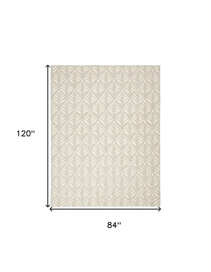 7' X 10' Ivory And Grey Floral Stain Resistant Non Skid Area Rug Homeroots Outdoor