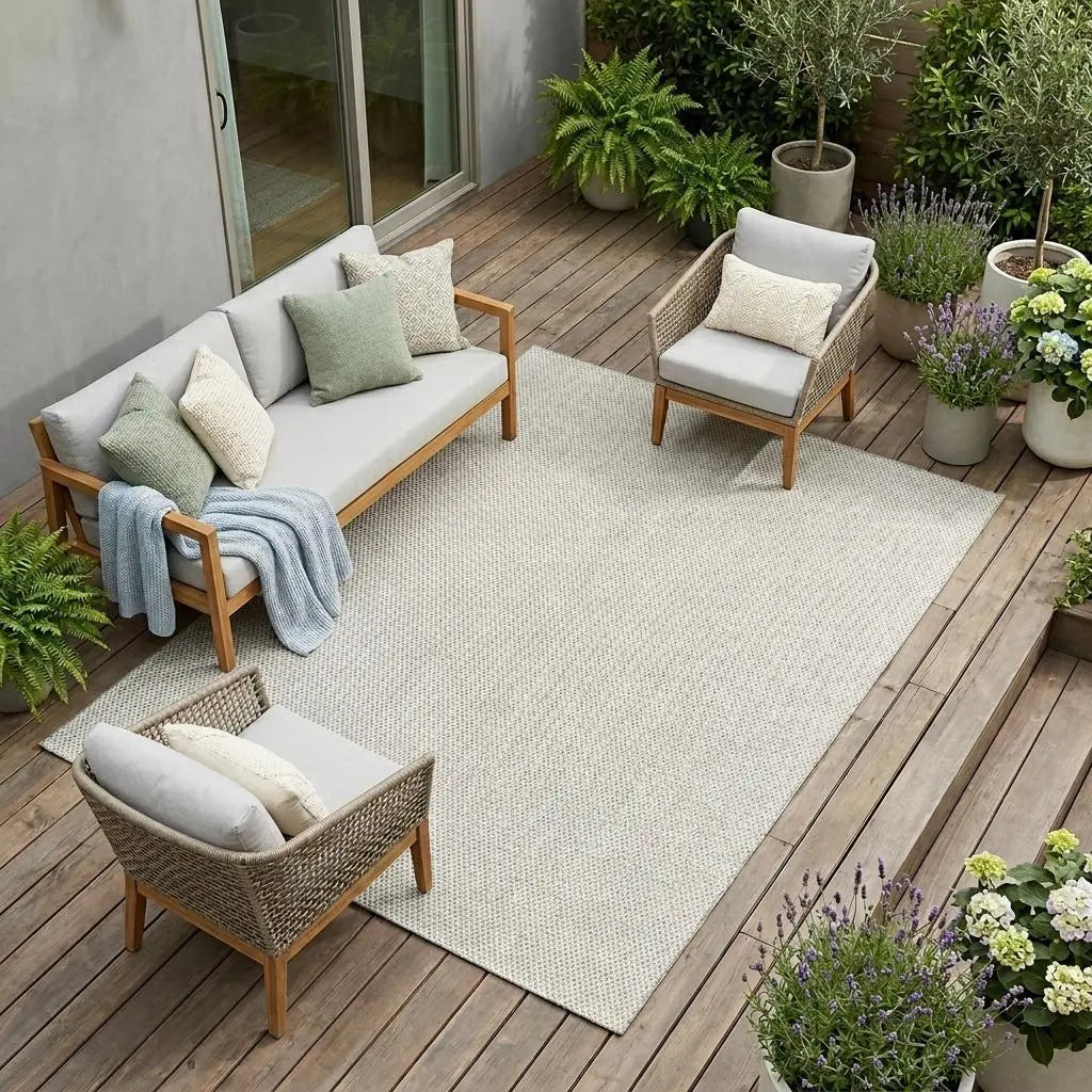 7' X 10' Ivory And Silver Indoor Outdoor Area Rug Homeroots Outdoor