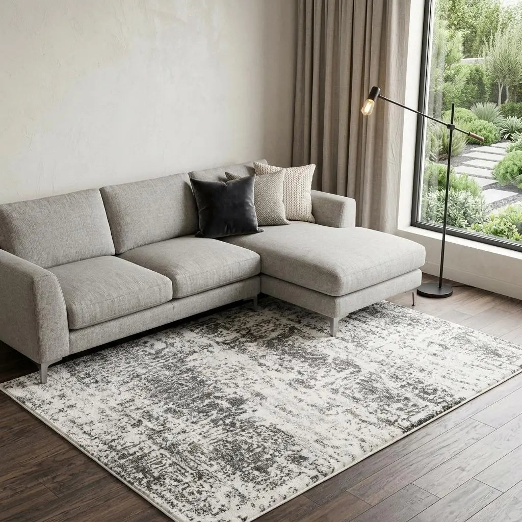 7' X 10' Ivory Silver And Taupe Abstract Area Rug Homeroots Home Decor