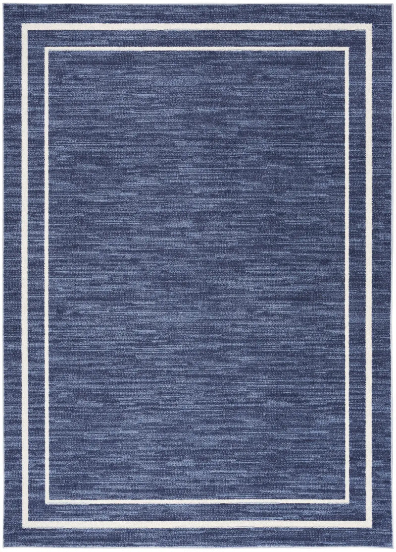 7' X 10' Navy Blue And Ivory Indoor Outdoor Area Rug Homeroots Outdoor