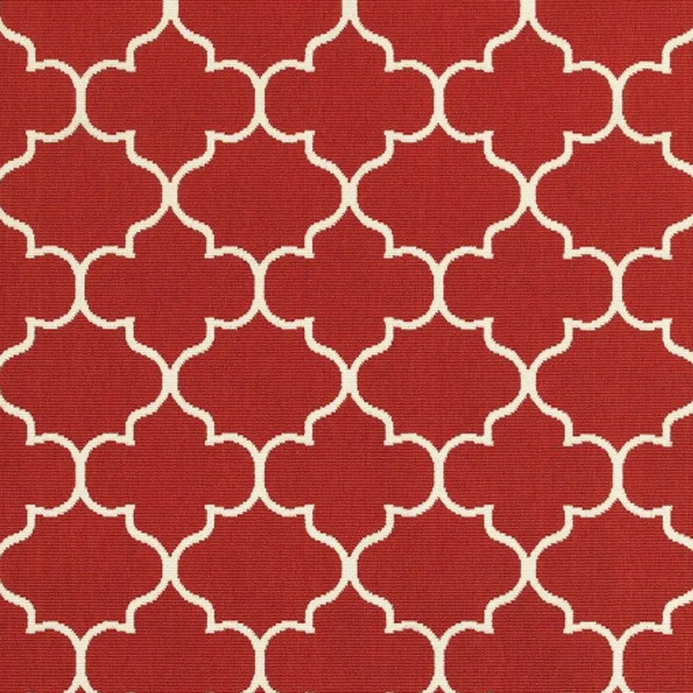 7' X 10' Red And Ivory Indoor Outdoor Area Rug Homeroots Outdoor