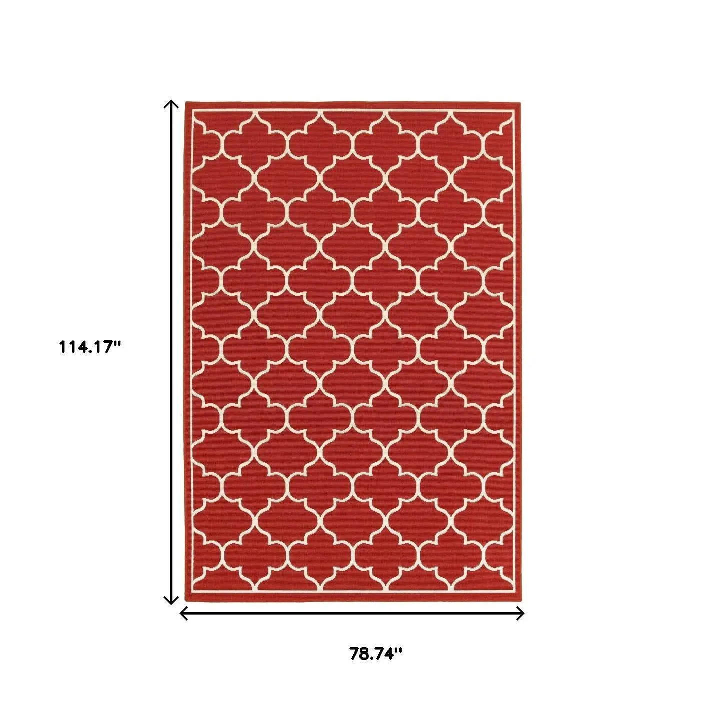 7' X 10' Red And Ivory Indoor Outdoor Area Rug Homeroots Outdoor